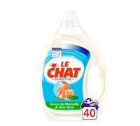 Le Chat Sensitive - 40 Washes (2L) - Hypoallergenic Liquid Laundry Detergent - Marseille Soap & Aloe Vera