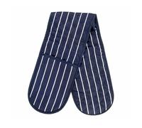 Le Chateau Butchers Stripe Unisex Double Oven Glove - Navy & White Cotton & Polyester Double Mitt Kitchen Linen Gift