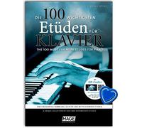 Le Château de 100 principales ETÜDEN pour Piano - sammling de Gerhard kölbl - Original Compositions de Beyer, Müller, CZERNY, Nicolas DUVERNOY, Gurlitt, Heller... - avec coloré Cœur Note Pince