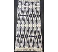 Le Chateau Stunning Marrakesh Ankara Rug in Black & Cream Shades 80cm x 150cm Fringed Details
