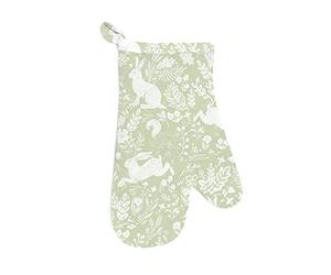 Le Chateau Textiles William Morris Inspired Forest Life Sage Green Single Oven Glove/Gauntlet