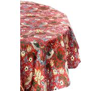 William Morris Strawberry Thief Acrylic Tablecloth 132cm Red, Red