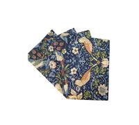 William Morris Pk4 Strawberry Thief Napkins Navy, Blue