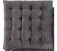 Emma Barclay Velvet Holland Luxury Seat Pad in Charcoal - 16x16 (40x40cm)