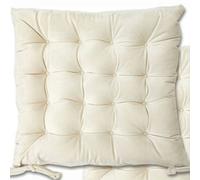 Emma Barclay Velvet Holland Luxury Seat Pad in Cream - 16x16 (40x40cm)