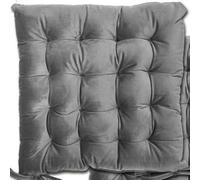 Emma Barclay Velvet Holland Luxury Seat Pad in Silver - 16x16 (40x40cm)