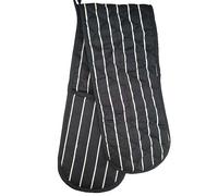 Le Chateau Woven Butchers Stripe Navy Double Oven Glove Navy