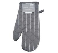 Le Chateau Woven Butchers Stripe Set of 2 Grey Single Oven Mitts Grey