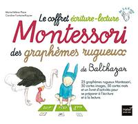 Le coffret écriture-lecture Montessori des graphèmes rugueux de Balthazar: Contient : 25 graphèmes rugueux, 50 cartes images, 50 cartes mots et un livret d'activités