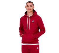 Le Coq Sportif - ESS Hoody N°1 M - Men's Hooded Sweatshirt - Double-Sided Polyester Cotton - Soft Comfortable - Kangaroo Pocket - Sport Leisure - XS - Rio Red