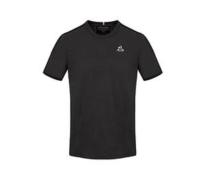 Le Coq Sportif - Tech Tee SS N°2 - Men's Technical Short-Sleeved Breathable Intensive Sports Training T-Shirt - Size S - Black - Polyester Cotton Blend