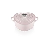 Le Creuset 21401207774455 20cm Heart Shaped Saucepan with Cast Iron Heart Shaped Knob, Shell Pink