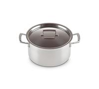 Le Creuset 3-Ply Stainless Steel Deep Casserole with Lid, 24 x 13.3 cm, 96200624001000, Silver