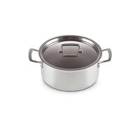 Le Creuset 3-Ply Stainless Steel Shallow Casserole with Lid, 24 x 11.7 cm, 96200724001000, Silver