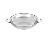 LE CREUSET 3-Ply Stainless Steel Wok with Glass Lid, for All Hob Types, 4.3 Litre, 30 cm, 96101130000000