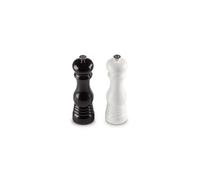 Le Creuset 96002100169100 Salt and Pepper Mill Set, ABS Plastic, Each 6 x 6 x 20.8 cm, Ceramic Grinder, Black/White, 21 cm