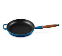 LE CREUSET Alpine Enamelled Cast Iron Frying Pan with Wooden Handle, 26 cm, Blue (Marseille)