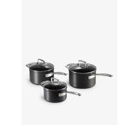 Le Creuset Black Toughened Non-stick Aluminium Saucepans Set of Three