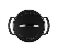 Le Creuset Cast Iron BBQ 28cm Satin Black Round Shallow Casserole with Lid