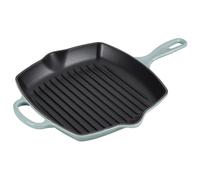 Le Creuset Cast Iron Signature Square Skillet Grill 10.25"""" Sea Salt