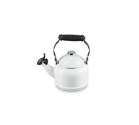 Le Creuset Enamel On Steel Demi Tea Kettle with Metal Finishes, 1.25 qt, White