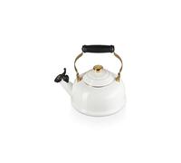 Le Creuset Enamel on Steel Whistling Kettle with Gold Finishes, 1.7 qt., White