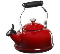 Le Creuset Enamel On Steel Whistling Tea Kettle with Metal Finishes, 1.7 qt., Cerise