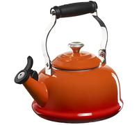 Le Creuset Enamel On Steel Whistling Tea Kettle with Metal Finishes, 1.7 qt., Flame