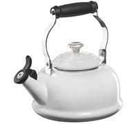 Le Creuset Enamel On Steel Whistling Tea Kettle with Metal Finishes, 1.7 qt., White