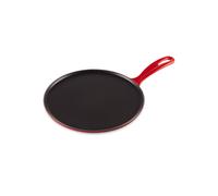 Le Creuset Enameled Cast Iron Crepe Pan with Rateau and Spatula, 10.75"", Cerise