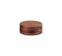 Le Creuset Enameled Cast Iron Gourmand Collection Set of 4 Petite Magnetic Wooden Trivet, 5.5"