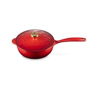 Le Creuset Enameled Cast Iron Holly Collection Saucier, 2.25 qt., Cerise with Gold Knob