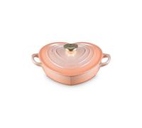 Le Creuset Enameled Cast Iron Traditional Shallow Heart Cocotte, 1.25 Qt., Peche Light Gold Heart Knob
