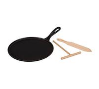 LE CREUSET Enamelled Cast Iron Crepe Pan, with Long Lasting Enamel Coating and Ergonomic Handle, 27cm, Matte Black, 20136270000460