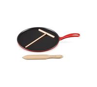 LE CREUSET Enamelled Cast Iron Crepe Pan, with Long Lasting Enamel Coating and Ergonomic Handle, 27cm, Cerise, 20136270600460