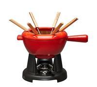 Le Creuset Enamelled Cast Iron Fondue Set, With Adjustable Burner and 6 Forks, For Cheese/Chocolate/Meat, 1.6 Litres, Cerise, 60020000602460