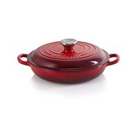 LE CREUSET Enamelled Cast Iron Shallow Casserole, Lid with Stainless Steel Knob, Ø 22 cm, Cerise, 21032220602460
