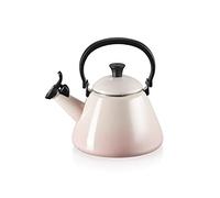 Le Creuset Kone Stove-Top Kettle with Whistle, Suitable for All Hob Types Including Induction, Enamelled Steel, Capacity: 1.6 L, Shell Pink, 40101027770000