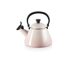 Le Creuset Kone Stove-Top Kettle with Whistle, Suitable for All Hob Types Including Induction, Enamelled Steel, Capacity: 1.6 L, Shell Pink, 40101027770000