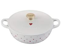 Le Creuset L'Amour Enameled Cast Iron Soup Pot, 2.75 Quarts, White with Heart Applique & Light Gold Knob