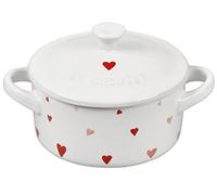 Le Creuset L'Amour Stoneware Mini Round Cocotte, 8 Ounce, White with Heart Applique