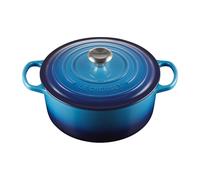 Le Creuset Signature Enamelled Cast Iron Round Casserole Dish With Lid, 26 cm, 5.3 Litre, Azure, 21177182202430