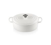 Le Creuset LS2502-2916SS Enameled Cast Iron 5 Quart Signature Oval Dutch Oven, White