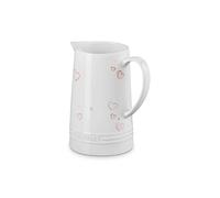 Le Creuset Mon Coeur Collection Stoneware Signature Pitcher, 1.6 Qt., White with Hearts