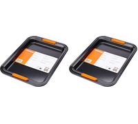Le Creuset Non-Stick Carbon Steel Small Rectangular Baking Tray, 32.2 x 24 x 2.58 cm, Matte Black, 46078320010000 (Pack of 2)