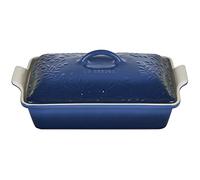Le Creuset Olive Branch Collection Stoneware Heritage Covered Rectangular Casserole, 4 qt., Marseille with Embossed Lid