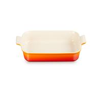 LE CREUSET Rectangular Platter, 12.6 in, Heritage, Orange, Ceramic