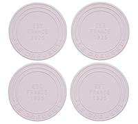 LE CREUSET Set of 4 Brown Silicone Round Coasters (4" each), Shallot