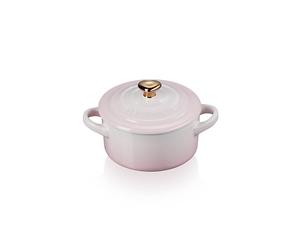 Le Creuset Shell Pink Petite Round Casserole with Heart Knob