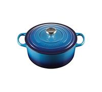 Le Creuset Signature 21177262202430 Cast Iron Casserole Dish with Lid, Diameter 26 cm, Round, Suitable for All Types of Cookers and Induction, Volume: 5.3 L, 5.135 kg, Azure